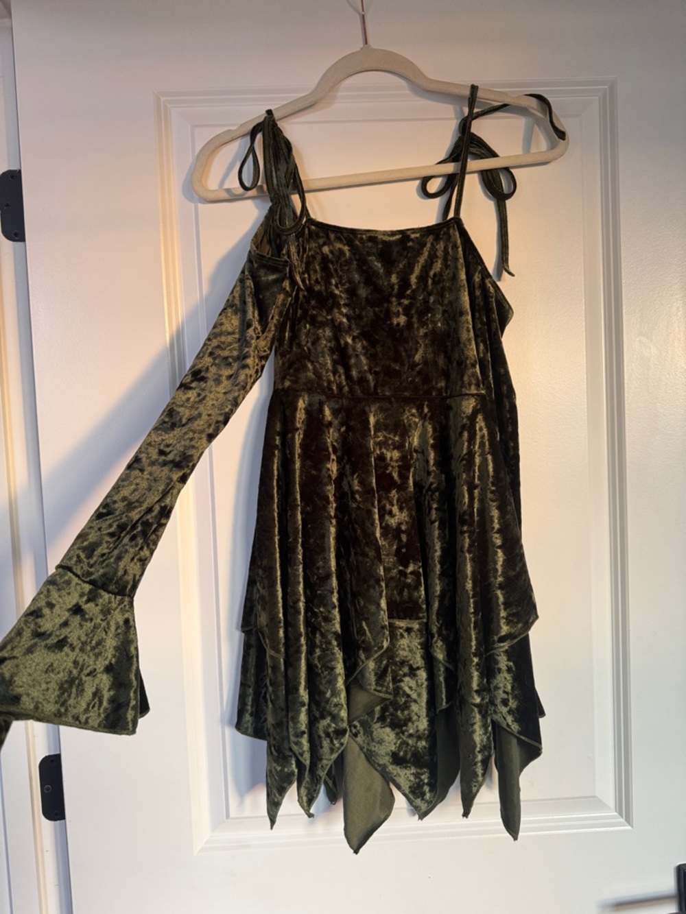 DollsKill Current Mood Olive Green Velvet Skater/Fairy Mini Dress